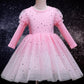 Toddler Girls Rainbow Pageant Dresses Long Sleeve  Sparkly Tutu Princess Gown for Birthday Christmas Wedding Party 2-10Years