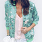 Floral Zipper Round Neck Long Sleeve Women Jackets Bomber Jacket