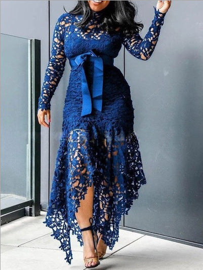 Patchwork Lace Belt Irregular Plus Size Maternity Photoshoot Bodycon Elegant Maxi Dress Halloween