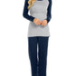 Seindeal Solid Round Neck Long Sleeve Maternity Nursing Pajama Set