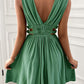 Cut Out Pleated V Neck Sleeveless Women Mini Dresses Party Dress