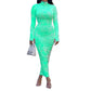 Seindeal Fashion Maxi  Plus Size Maternity Bodycon Dress Tie Dye High Neck Long Sleeve Design