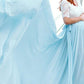 Seindeal Maxi Lace Maternity Photoshoot Dress with Cut Out Flowy Blue White Pink