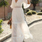 Patchwork Lace Deep V-neck Half Sleeve Bohemian Maternity Dress