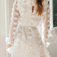 Solid Ruffle Lace Grenadine Belt V-neck Long Sleeve Honey Girl Maternity Mini Dress