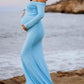 Off Shoulder Draped Mermaid Photoshoot Maternity Maxi Dress