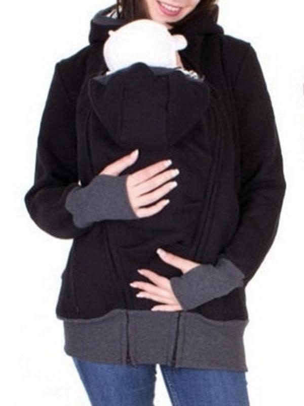 Irregular Zipper Pockets Hooded Long Sleeve Cardigan Sweatshirt