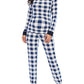 Buffalo Plaid Round Neck Long Sleeve Maternity Long Pajama Set